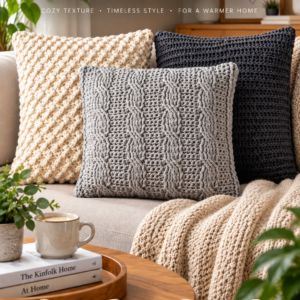 Trio of Textured Crochet Cushion Patterns – Cozy Pillow Cover Collection