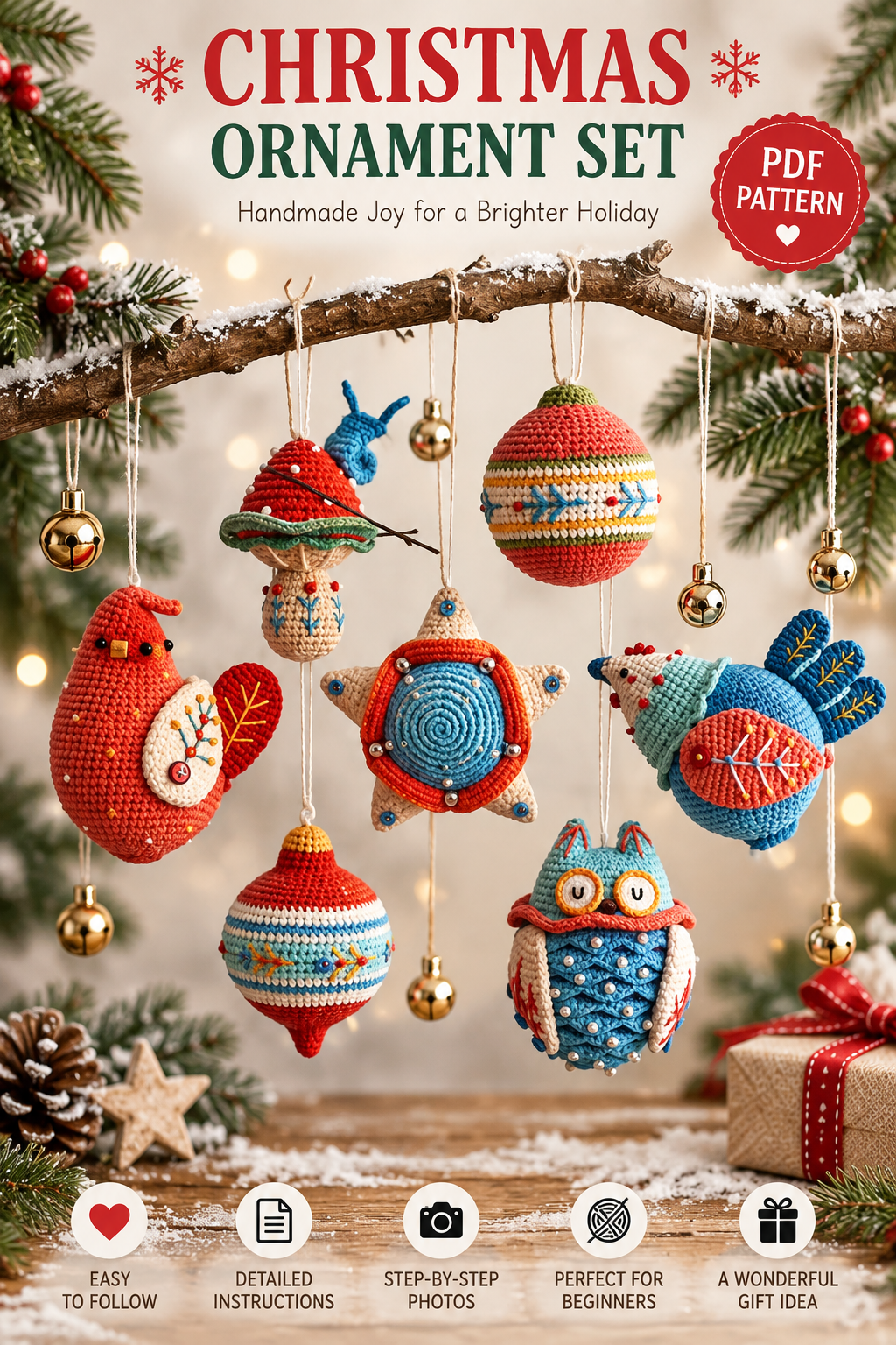Christmas Crochet Ornament Set Pattern – PDF - Image 2