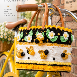 Bee Crochet Bag Pattern – Floral Honey Bee Tote PDF