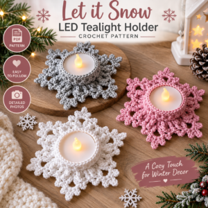 Let It Snow LED Tealight Holder Crochet Pattern