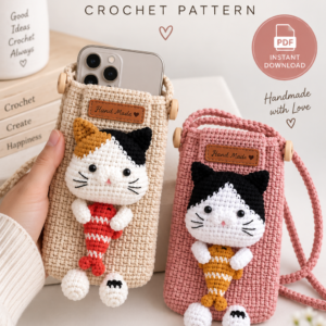 Cat Phone Pouch Crochet Pattern – PDF